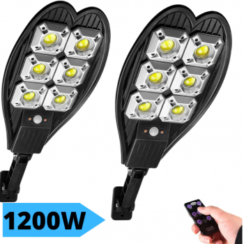 Соларна улична лампа Cob 1200w със стойка и дистанционно 2БР.