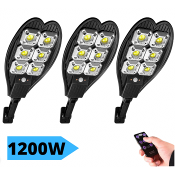 Соларна улична лампа Cob 1200w със стойка и дистанционно 3БР.