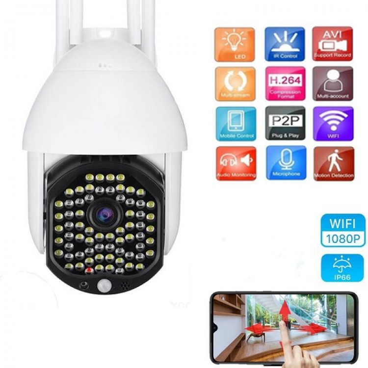 2 БРОЯ ВОДОУСТОЙЧИВА WIFI FULL HD 1080p 68 LED 320° ВЪРТЯЩА КАМЕРА