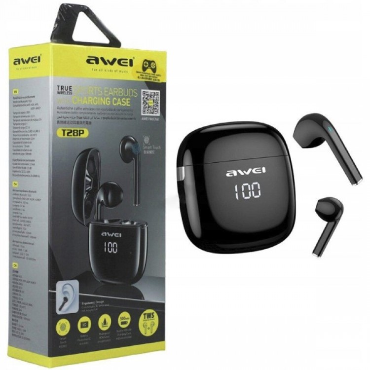 БЕЗЖИЧНИ BLUETOOTH СЛУШАЛКИ AWEI T28P - ЧЕРНИ