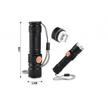Акумулаторен фенер Zik BL-515 зареждаем с USB -T6 cree диод