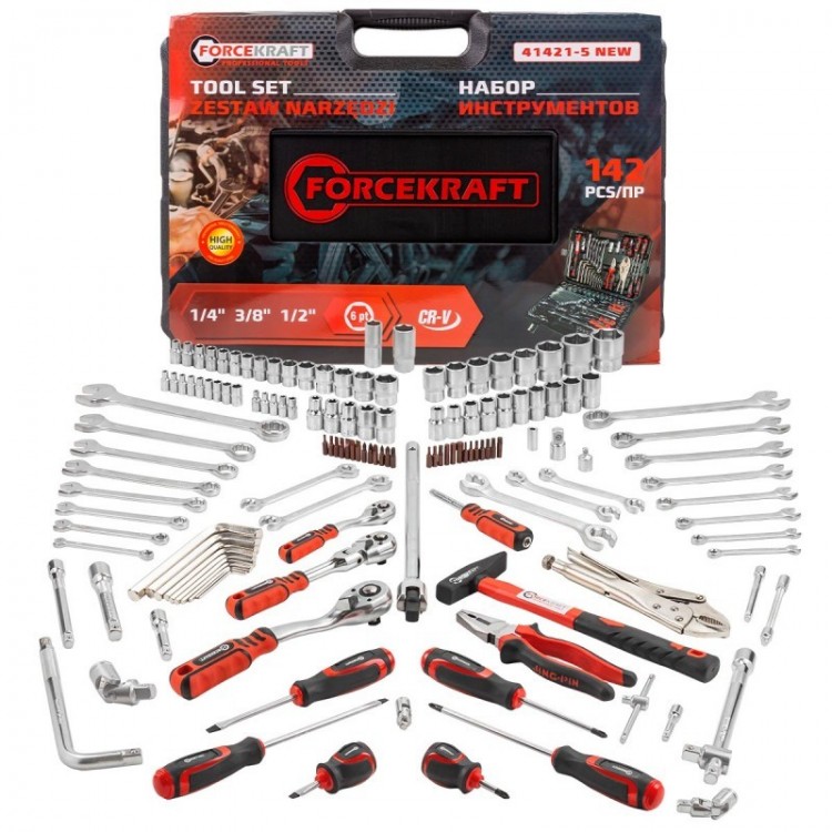 Гедоре 142 части 1/4“3/8“1/2“ FORCEKRAFT  FK-41421-5