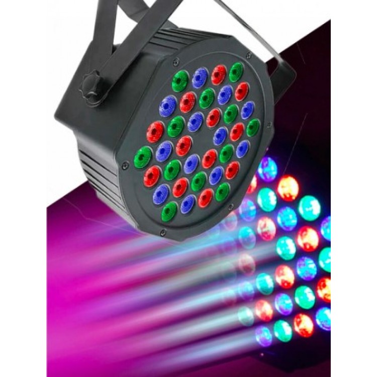LED Диско прожектор, 36 диода, 4 режима, 50-120W, Стойка за закрепване, Черен