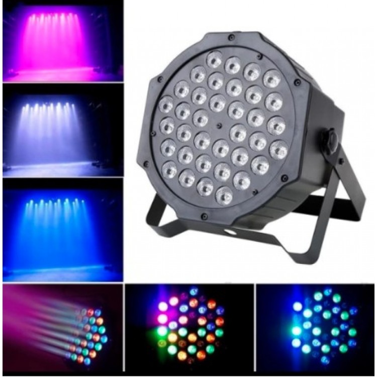 LED Диско прожектор, 36 диода, 4 режима, 50-120W, Стойка за закрепване, Черен