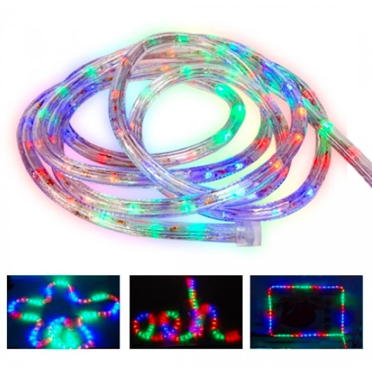 КОЛЕДЕН СВЕТЕЩ LED МАРКУЧ, 10 М, МНОГОЦВЕТЕН, С АДАПТОР ЗА 220V RGB